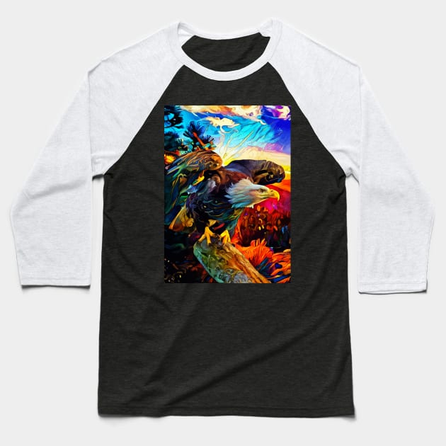 Colorful Eagle Baseball T-Shirt by hustlart